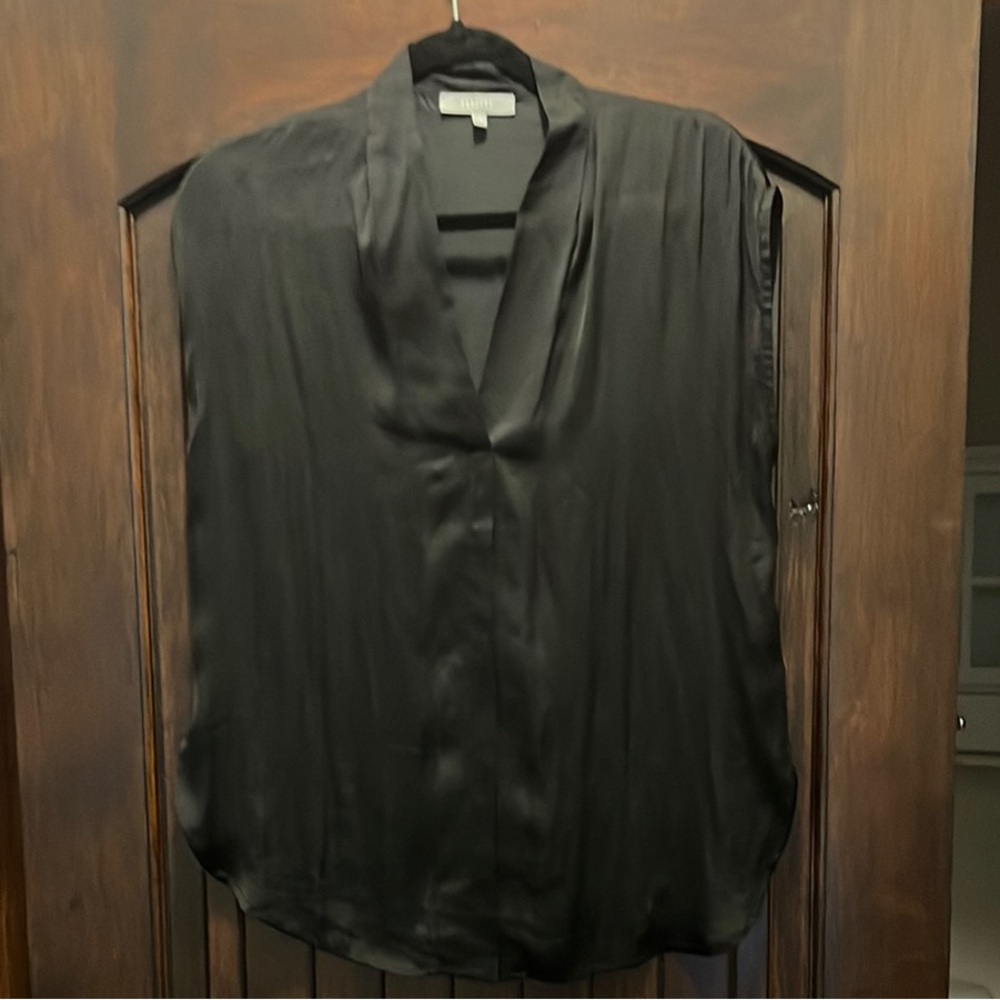 Fun 2 Fun Black Sleeveless Blouse with Mandarin Collar